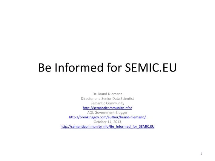be informed for semic eu