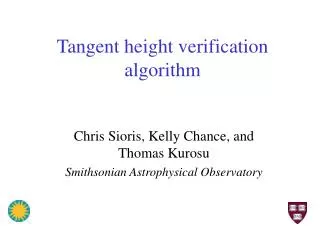 Tangent height verification algorithm