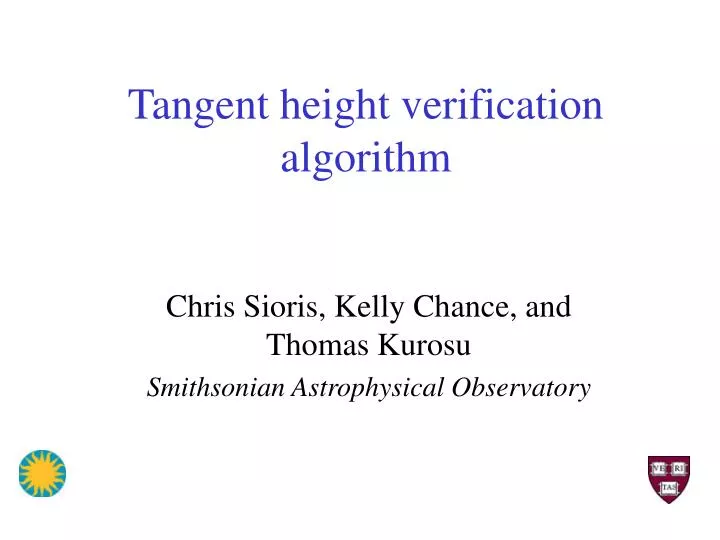 tangent height verification algorithm