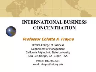 INTERNATIONAL BUSINESS CONCENTRATION