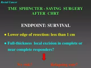 TME SPHINCTER - SAVING SURGERY AFTER CHRT
