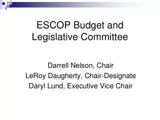 ESCOP Budget and Legislative Committee