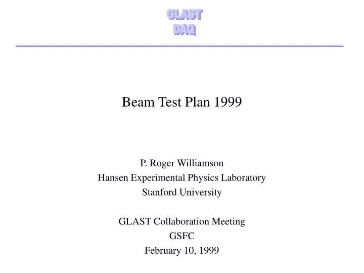 beam test plan 1999