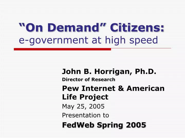 on demand citizens e government at high speed
