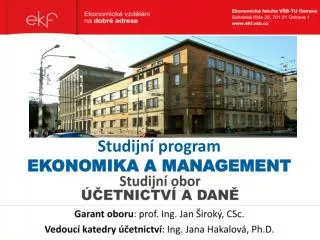studijn program ekonomika a management