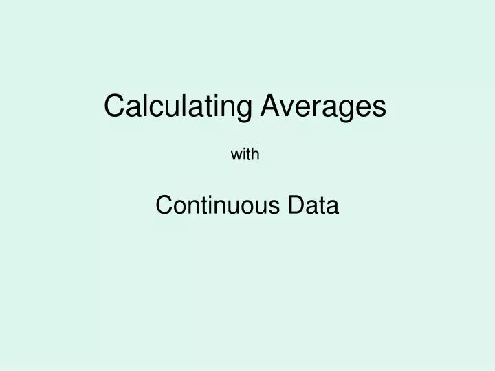continuous data