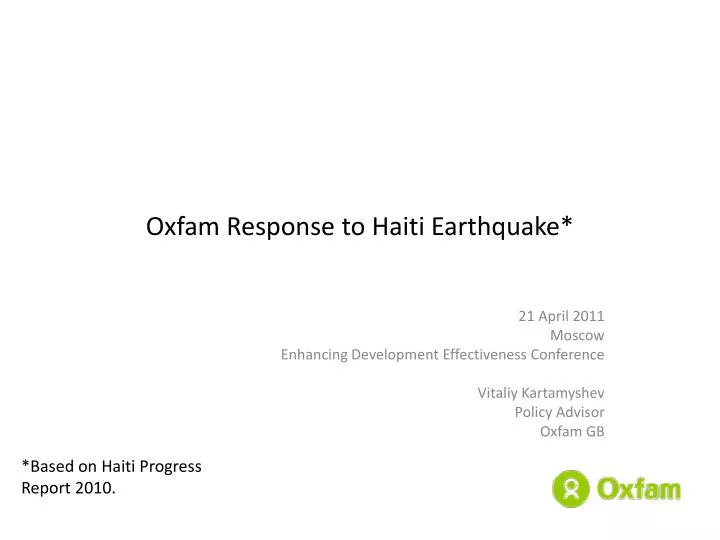 oxfam response to haiti earthquake