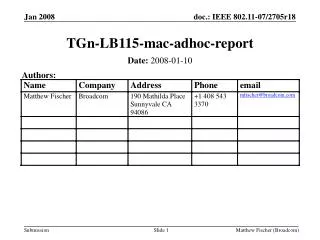 tgn lb115 mac adhoc report