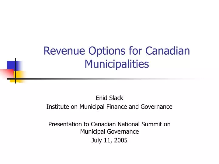 revenue options for canadian municipalities