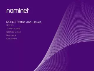 NSEC3 Status and Issues