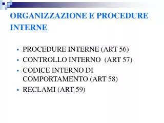 organizzazione e procedure interne