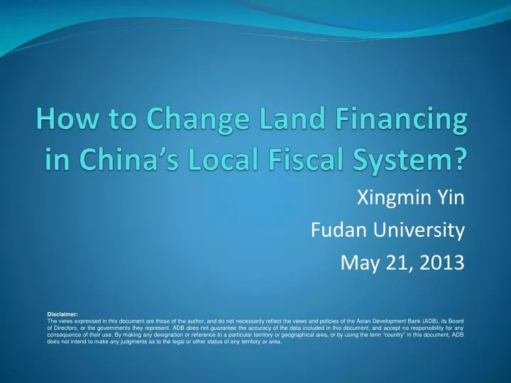 how to change land financing in china s local fiscal system