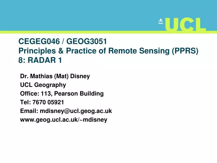 cegeg046 geog3051 principles practice of remote sensing pprs 8 radar 1