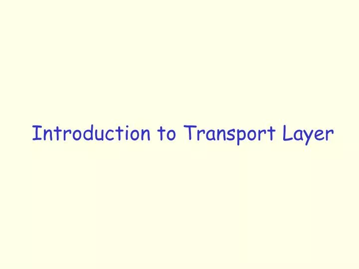 introduction to transport layer