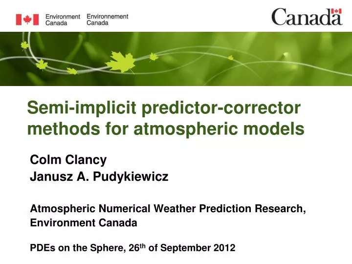 semi implicit predictor corrector methods for atmospheric models