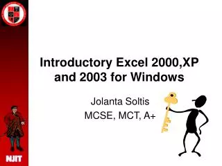 Introductory Excel 2000,XP and 2003 for Windows