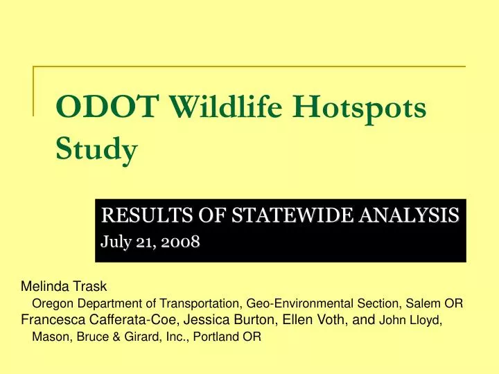 odot wildlife hotspots study