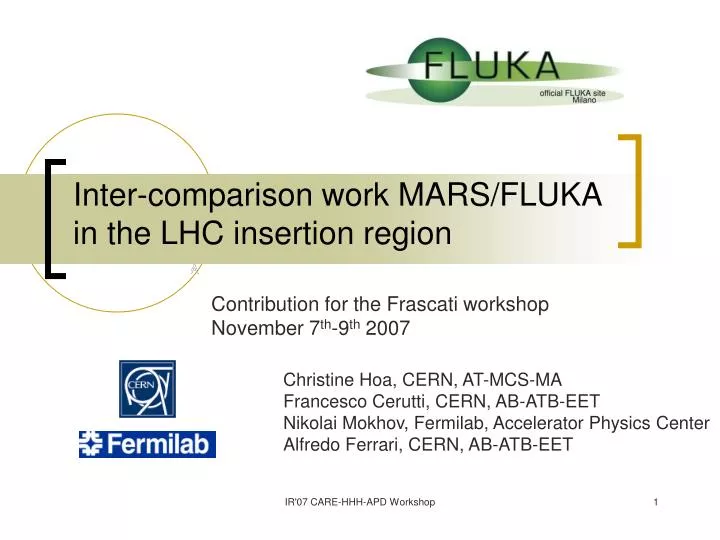 inter comparison work mars fluka in the lhc insertion region