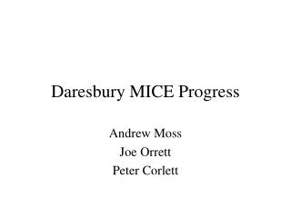 Daresbury MICE Progress