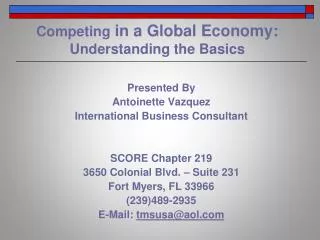 Competing in a Global Economy: Understanding the Basics