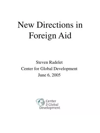 New Directions in Foreign Aid