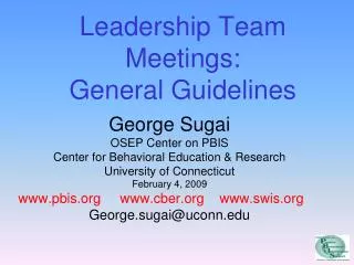 Leadership Team Meetings: General Guidelines