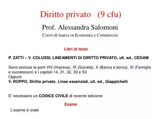 diritto privato 9 cfu