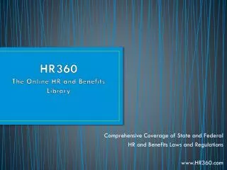HR360 The Online HR and Benefits Library