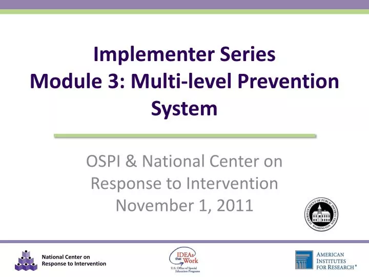 implementer series module 3 multi level prevention system