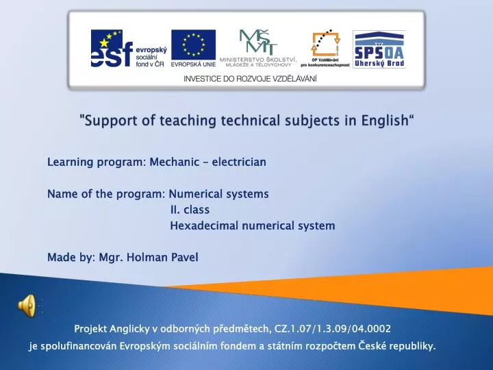 support of teaching technical subjects in english