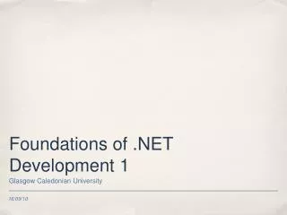 Foundations of .NET Development 1