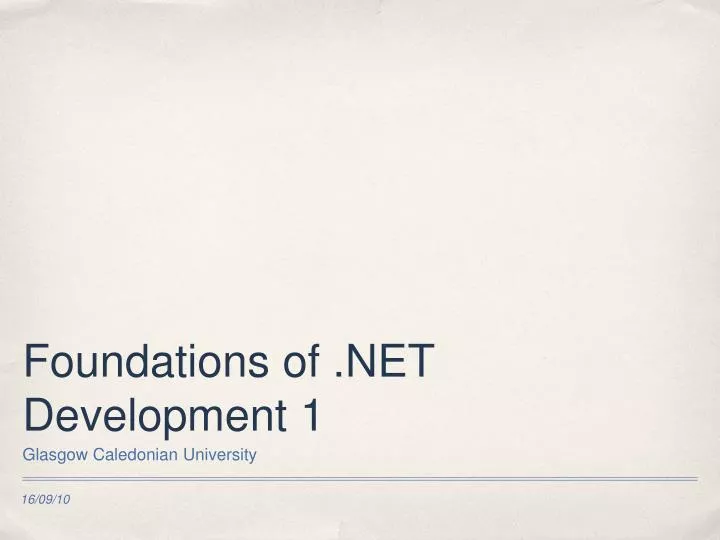 foundations of net development 1