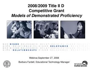 2008/2009 Title II D Competitive Grant Models of Demonstrated Proficiency