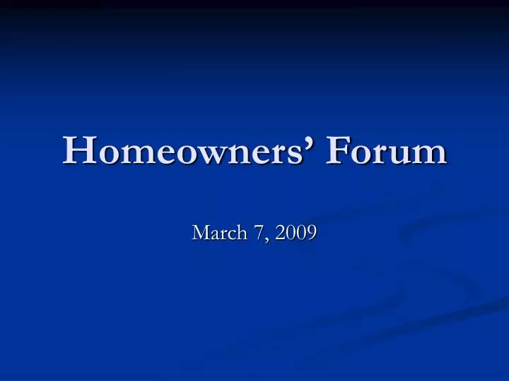homeowners forum