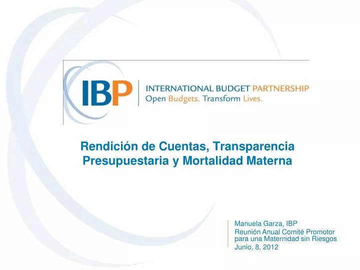 rendici n de cuentas transparencia presupuestaria y mortalidad materna