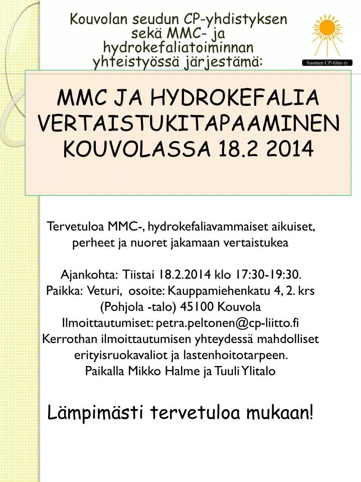 mmc ja hydrokefalia vertaistukitapaaminen kouvolassa 18 2 2014