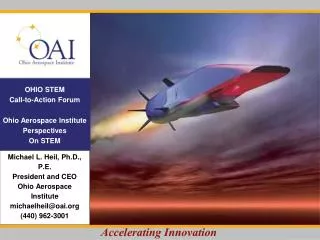 OHIO STEM Call-to-Action Forum Ohio Aerospace Institute Perspectives On STEM