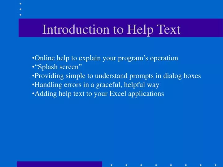 introduction to help text