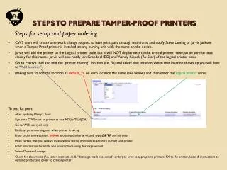 Steps to prepare Tamper-Proof printers
