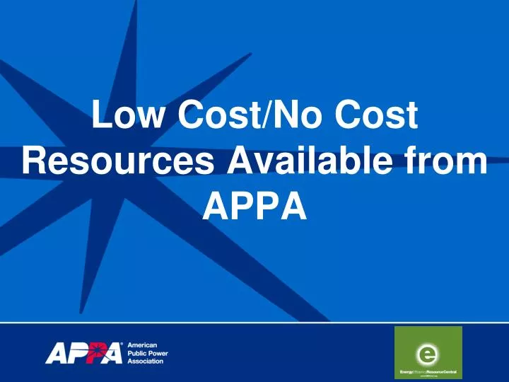 low cost no cost resources available from appa