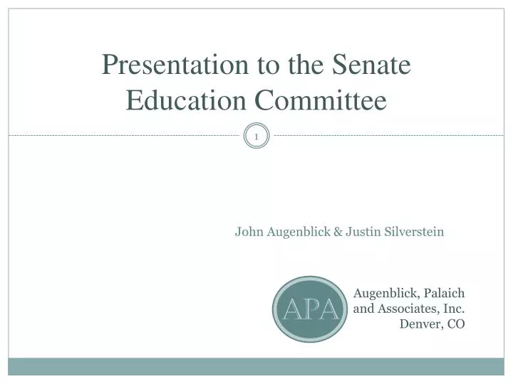 presentation to the senate education committee