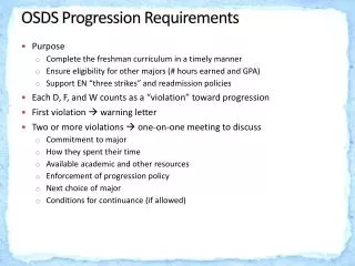 OSDS Progression Requirements