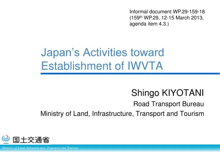 japan s activities toward establishment of iwvta