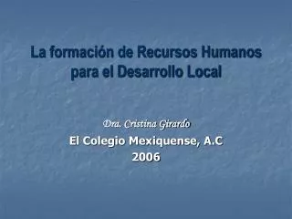 la formaci n de recursos humanos para el desarrollo local
