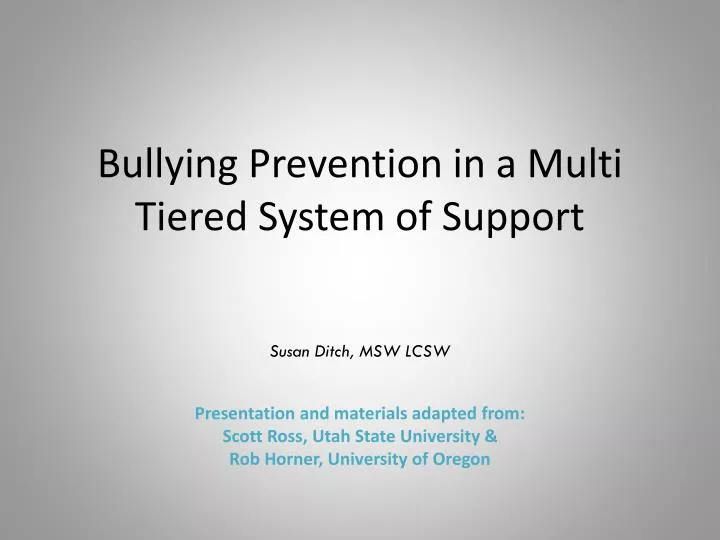 bullying prevention in a multi tiered system of support