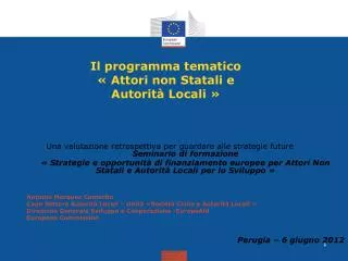 il programma tematico attori non statali e autorit locali