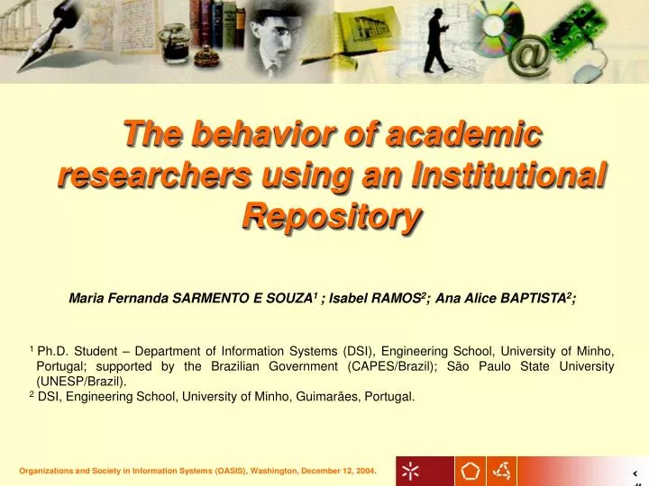 the behavior of academic researchers using an institutional repository