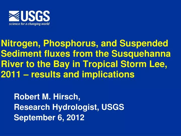 robert m hirsch research hydrologist usgs september 6 2012