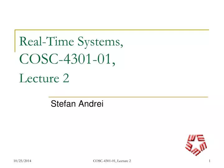 real time systems cosc 4301 01 lecture 2