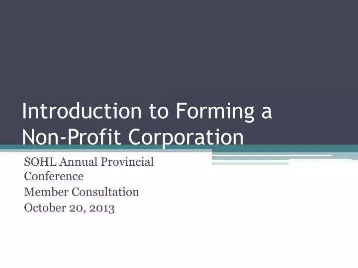 introduction to forming a non profit corporation